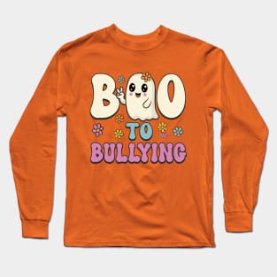 Boo To Bullying Halloween Cute Ghost Anti Bullying Unity Day Long Sleeve T-Shirt